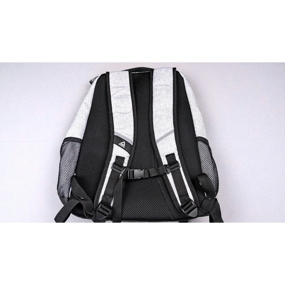 Reebok Backpack Grey Black Colorblock School Travel Laptop Bag Mesh‎ Pockets